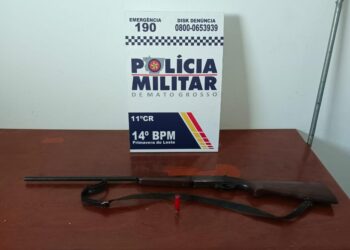 PM prende suspeito de violência doméstica e apreende espingarda em Primavera do Leste