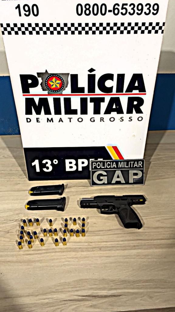 PM prende homem por porte ilegal de arma de fogo em Lucas do Rio Verde -